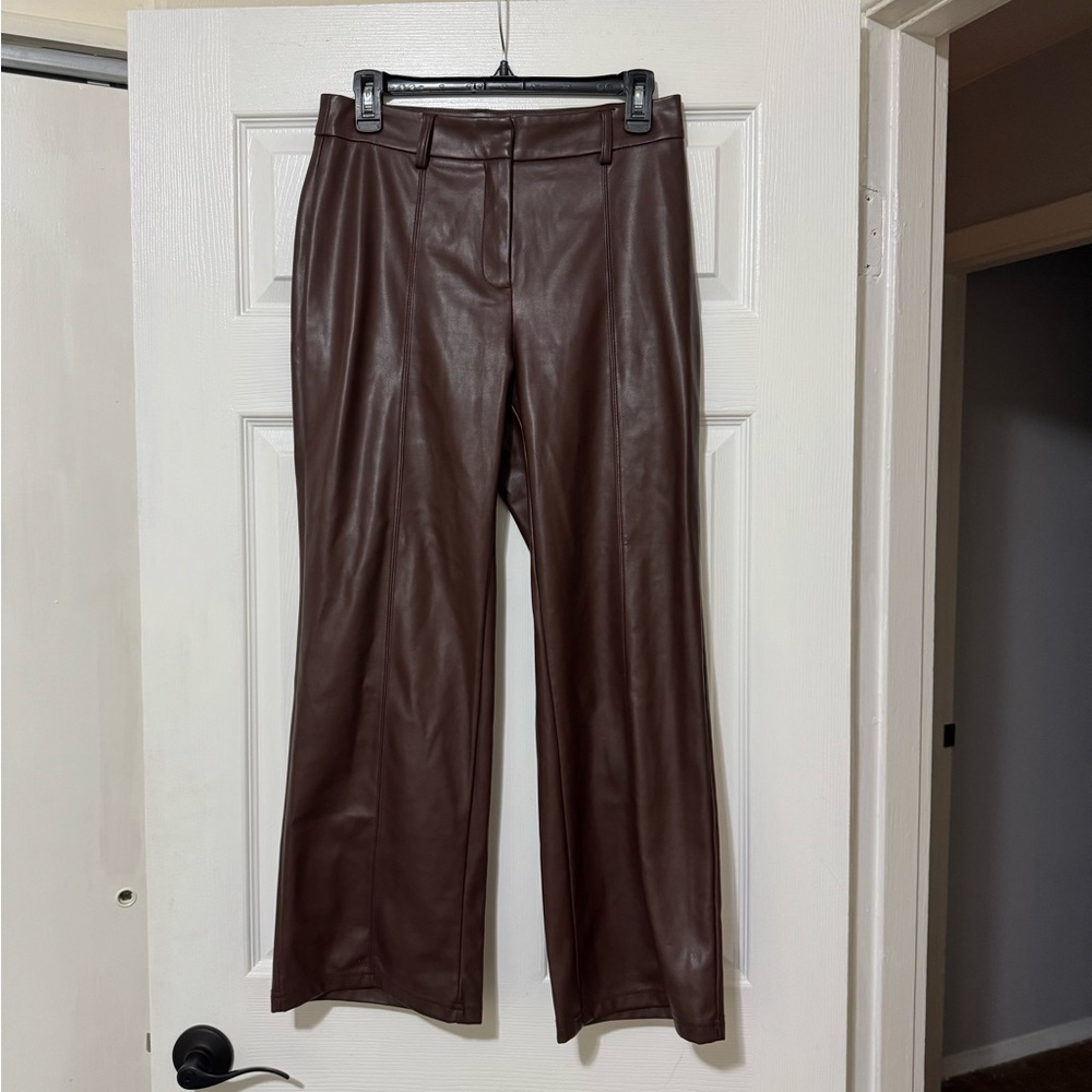 7 For All Mankind Brown Faux Leather Pants Size Small